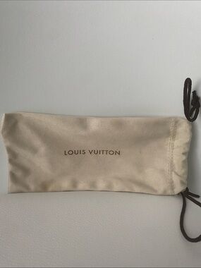 Louis Vuitton Cream sunglasses Drawstring Pouch with Brown Logo